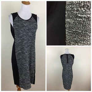 EILEEN FISHER Black Inserts Black/White Tweed Mixed Fabric Shift Sheath Dress